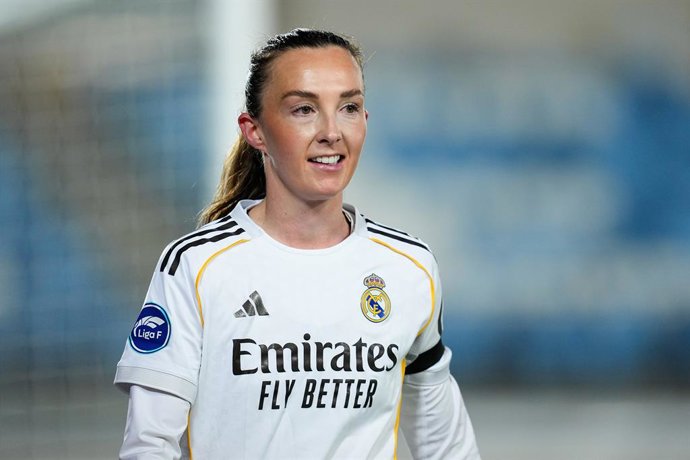 Caroline Weir of Real Madrid looks on during the Spanish Women League, Liga F, football match played between Real Madrid and Sevilla FC at Alfredo Di Stefano stadium on January 10, 2026, in Valdebebas, Madrid, Spain.