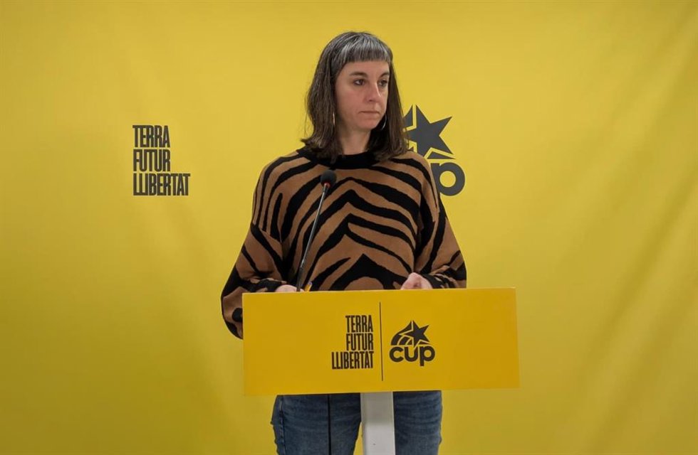 La portavoz de la CUP, Su Moreno, en rueda de prensa