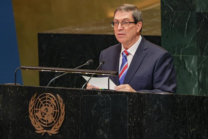 Archivo - October 29, 2025, New York, New York, USA: BRUNO RODRIGUEZ PARRILLA,Minister of Foreign Affairs of Cuba, addresses the United Nations General Assembly before the vote on a resolution calling for an end to the United States economic embargo on Cu