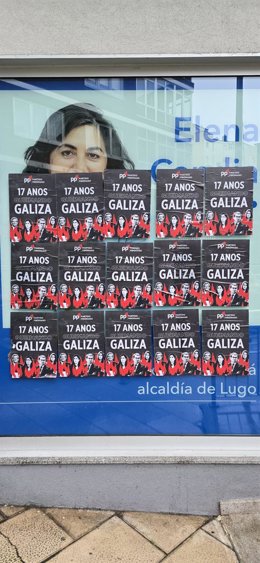 Imagen de los carteles pegados en distintas sedes locales y provinciales del PPdeG