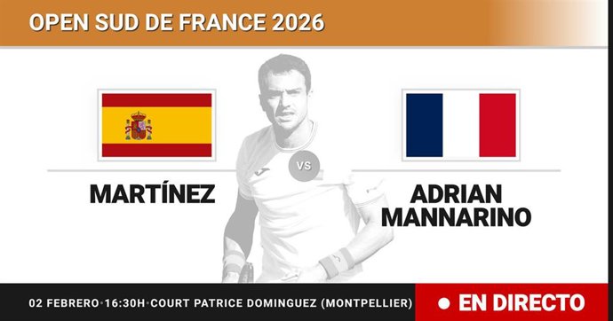 Pedro Martinez - Adrian Mannarino: resumen y estadísticas del partido de Dieciseisavos de final de Open Sud de France