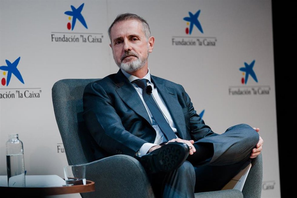 El presidente ejecutivo de Telefónica, Marc Murtra, durante la conferencia Una mirada al futuro de Telefónica, a 2 de febrero de 2026, en Madrid (España). 