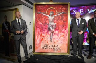 Imágenes de la presentación del Cartel de la Semana Santa de Sevilla 2026 en la Fundación Caja Rural.