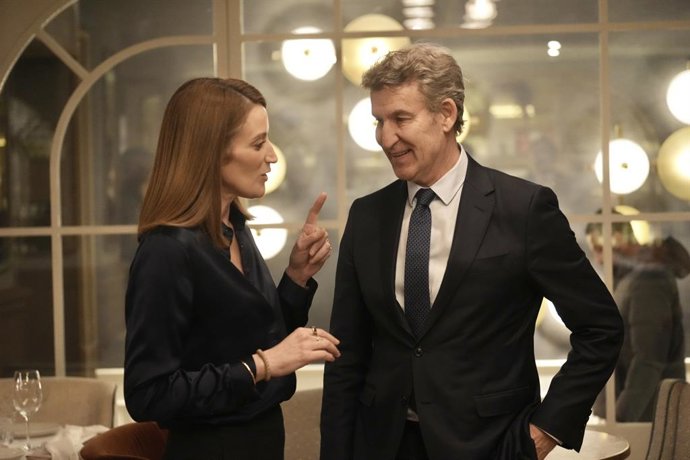 La presidenta del Parlamento Europeo, Roberta Metsola, ha mantenido una reunión en Madrid con el líder del Partido Popular, Alberto Núñze Feijóo, en el marco de la visita oficial que realizará este martes a España