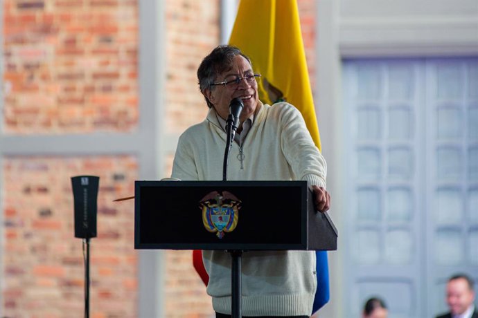 January 27, 2026, Bogota, Bogota D.C, Colombia: Colombian president Gustavo Petro takes part during an event announcing a joint operation for restoring the San Juan de Dios hospital in Bogota, Colombia on January 27, 2026.