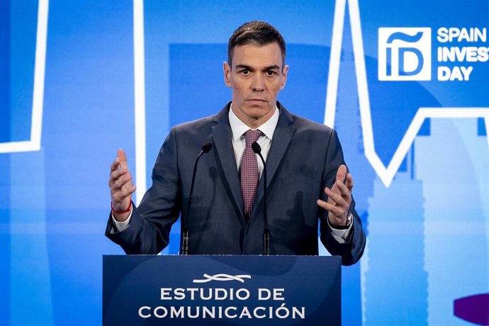 O presidente do Governo, Pedro Sánchez, intervém durante o encerramento da XVI edição do fórum financeiro internacional “Spain Investors Day”, em 15 de janeiro de 2026, em Madri (Espanha). Durante os dias 14 e 15 de janeiro, o fórum Spain Investors Day 