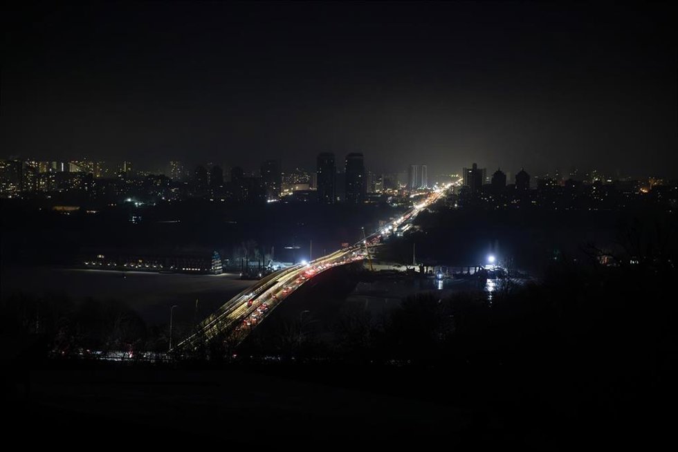 Apagón en la capital de Ucrania, Kiev, tras un ataque del Ejército de Rusia en enero de 2026 (archivo)