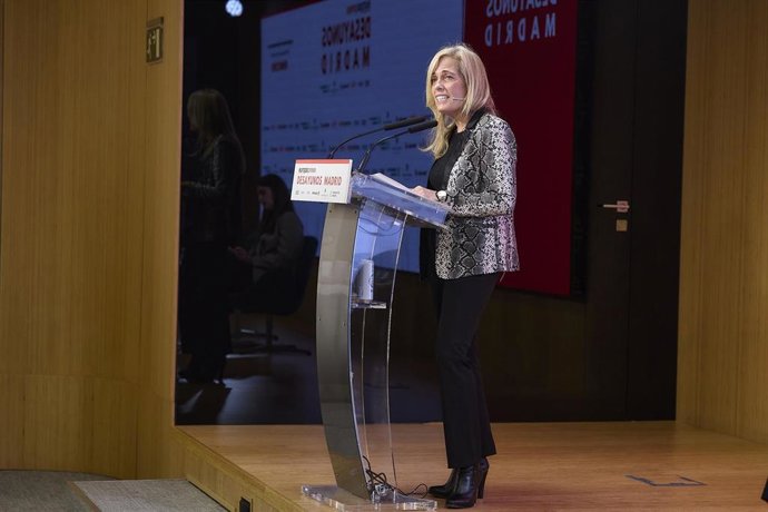 La consejera de Economía, Hacienda y Empleo de la Comunidad de Madrid, Rocío Albert, durante un Desayuno Informativo Madrid, en el Auditorio Meeting Place, a 3 de febrero de 2026, en Madrid (España). El encuentro ha sido organizado por Europa Press.
