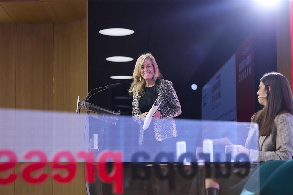 La consejera de Economía, Hacienda y Empleo de la Comunidad de Madrid, Rocío Albert, durante un Desayuno Informativo Madrid, en el Auditorio Meeting Place, a 3 de febrero de 2026, en Madrid (España). El encuentro ha sido organizado por Europa Press.