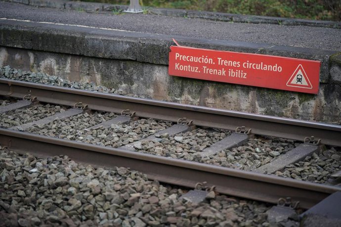 Vías de tren, a 31 de enero de 2026, en Amurrio, Álava