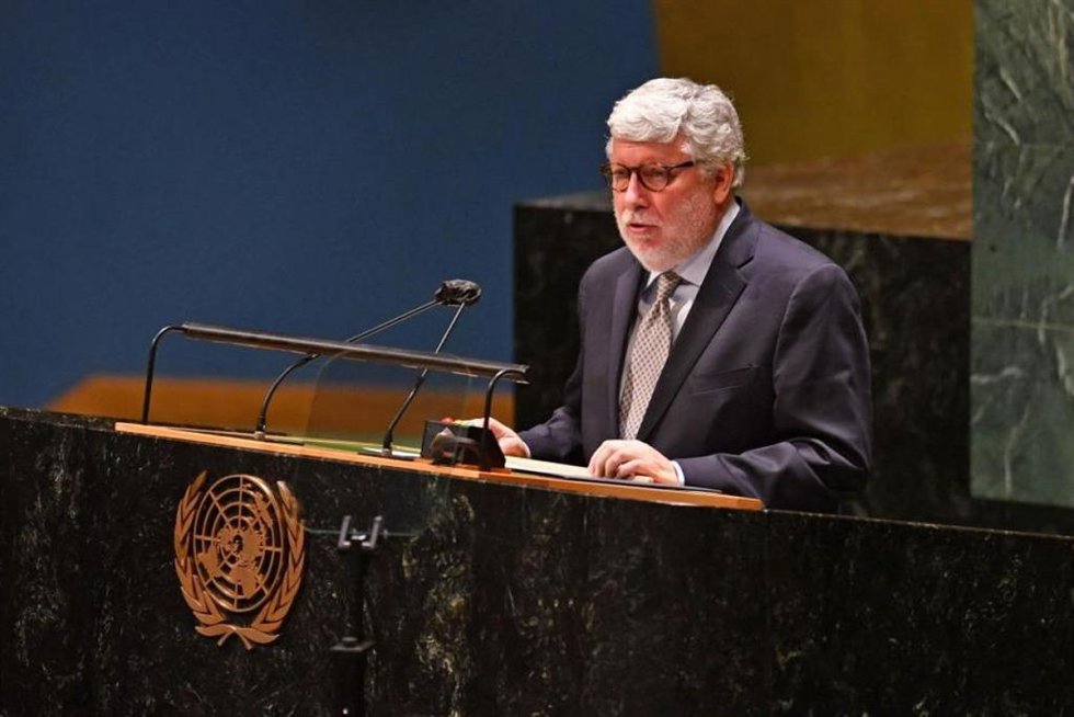 Archivo - El exembajador de España ante la ONU Agustín Santos Maraver y actual portavoz de Exteriores de Sumar en el Congreso.