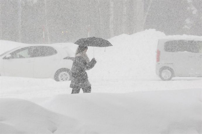 Imagen de archivo de una tormenta de nieve en Japón.