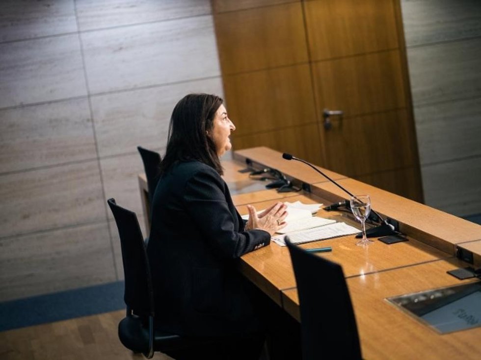 La directora general de Empleo, Cristina Salinas, informa de los datos relativos al mercado de trabajo durante el pasado mes de enero en La Rioja