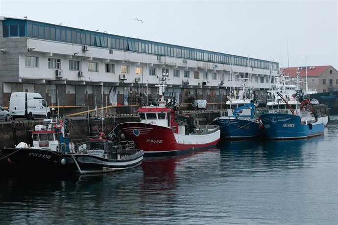 Puerto de Vigo durante el paro de la flota pesquera de bajura, a 19 de enero de 2026, en Vigo, Pontevedra, Galicia (España). La flota de pesca de bajura comienza un paro indefinido para protestar contra la nueva normativa europea que obliga a los barcos a