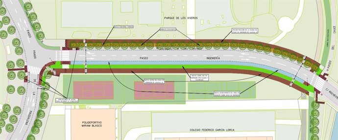 Plano de las obras del denominado Paseo de la Ingeniería.