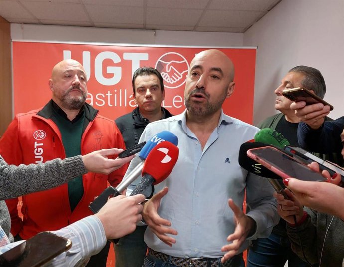 El secretario general de UGT Castilla y León, Óscar Lobo, durante unas jornadas sobre transformación digital en Soria.