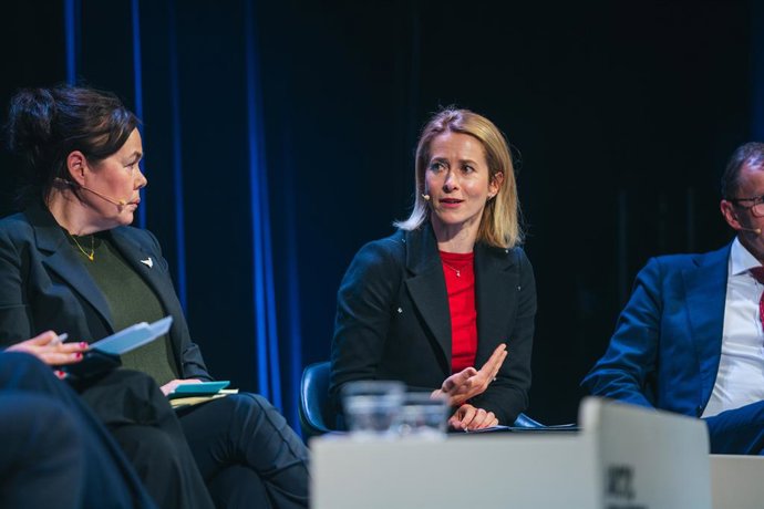 A Alta Representante da União Europeia para a Política Externa, Kaja Kallas, intervém durante a Conferência Fronteiras Árticas, que se realiza nestes dias na cidade norueguesa de Tromso.