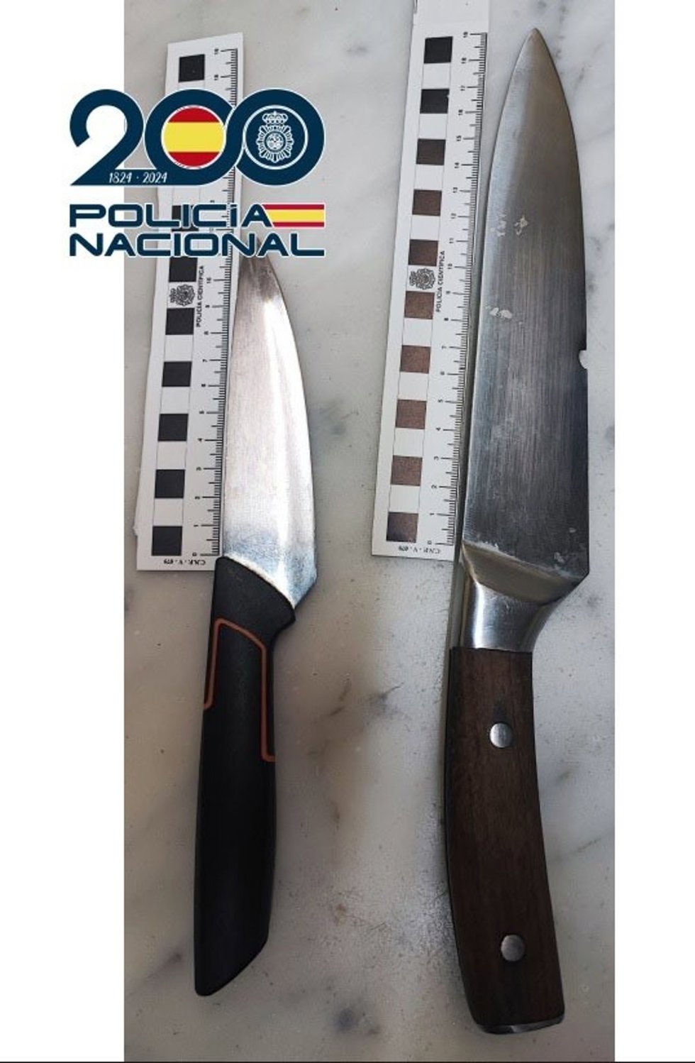 Dos cuchillos de grandes dimensiones que portaban los dos detenidos en un pub de Ponferrada (León).