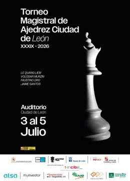 Cartel del XXXIX Torneo Magistral de Ajedrez Ciudad de León.