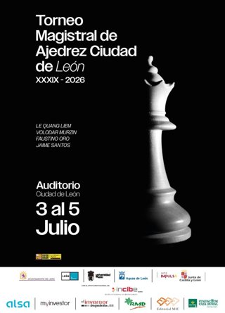 Cartel del XXXIX Torneo Magistral de Ajedrez Ciudad de León.