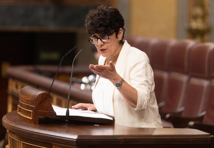Archivo - Arquivo - A porta-voz do PNV no Congresso, Maribel Vaquero, intervém durante uma sessão plenária extraordinária, no Congresso dos Deputados, em 9 de julho de 2025, em Madri (Espanha). Sánchez comparece a uma sessão plenária extraordinária para t