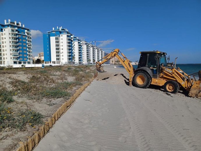 Inicio de las obras de restauración dunar en seis áreas del norte de La Manga del Mar Menor