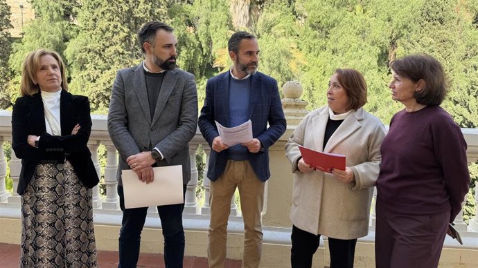 El portavoz del grupo municipal socialista, Daniel Pérez, y ediles del PSOE, en una imagen de archivo