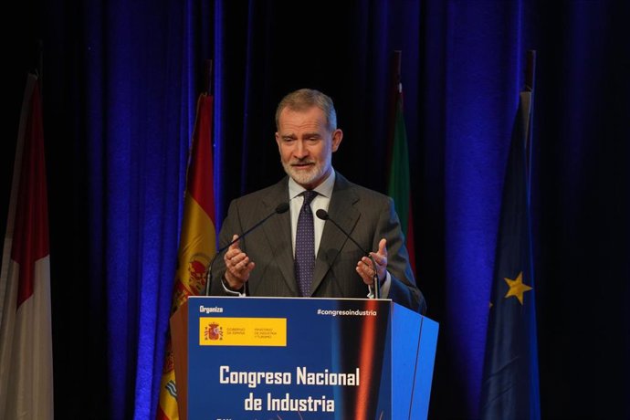 El rey Felipe VI durante la inauguración del Congreso Nacional de Industria en Bilbao