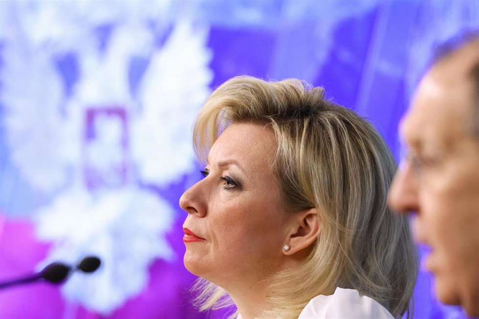 La portavoz del Ministerio de Exteriores de Rusia, Maria Zajarova, en una rueda de prensa en Moscú.
