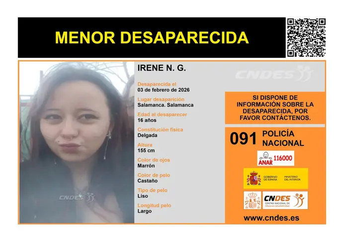 Imagen de la menor desaparecida