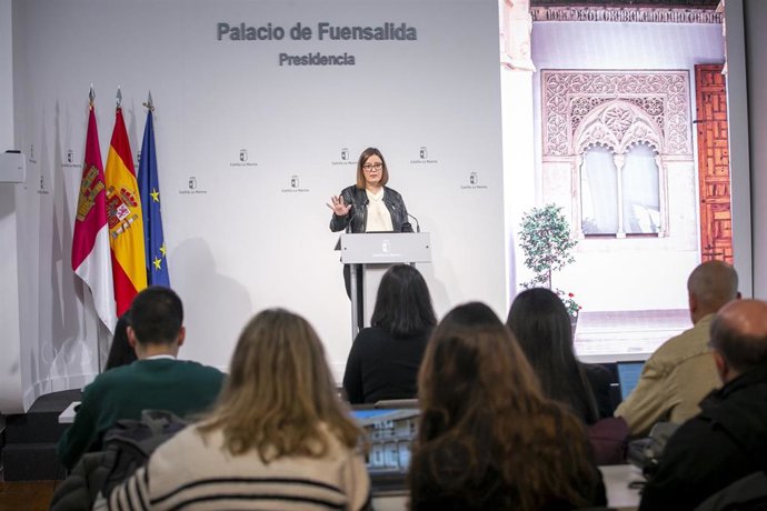 La consejera Portavoz del Gobierno regional, Esther Padilla, ha comparecido en rueda de prensa, en el Palacio de Fuensalida, para dar cuenta de los asuntos tratados en el Consejo de Gobierno