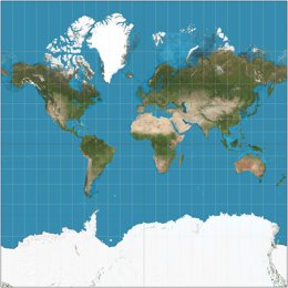 Mapamundi con la proyección Mercator