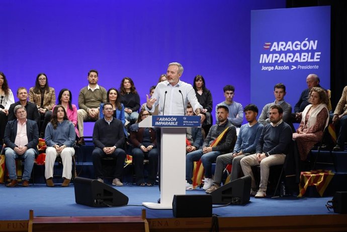 Jorge Azcón,candidato a la reelección al Gobierno de Aragón, en el mitin de Huesca.