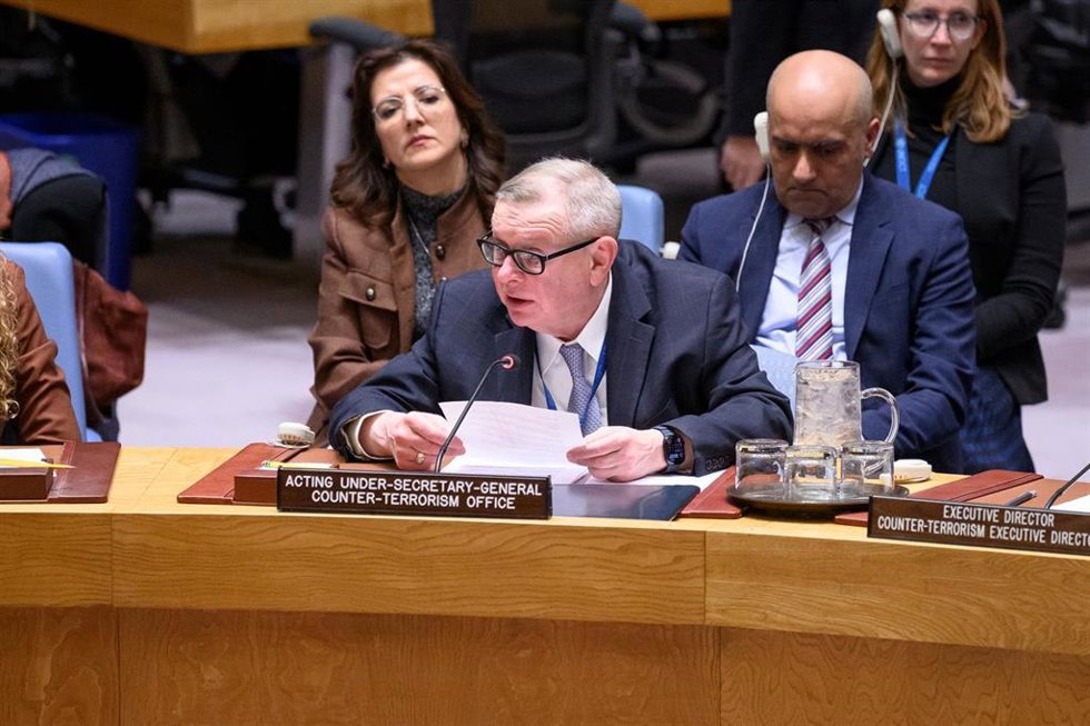 El subsecretario de la Oficina de Lucha contra el Terrorismo de la ONU, Alexandre Zouev, en una sesión del Consejo de Seguridad