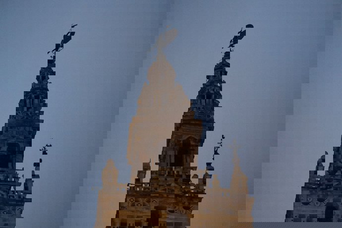 Desprendimientos en la Giralda de Sevilla por los fuertes vientos de la borrasca Leonardo