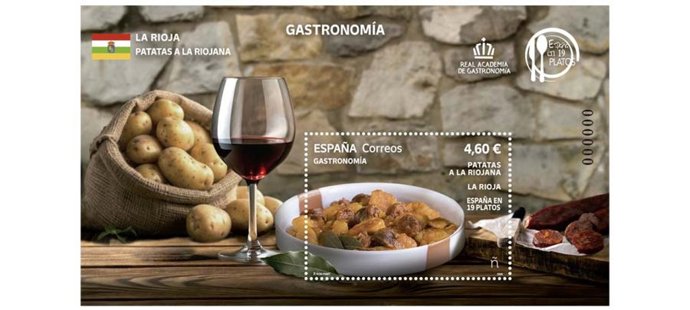 Correos emitirá el 9 de febrero un sello dedicado a las patatas a la riojana dentro de la serie 'España en 19 platos'