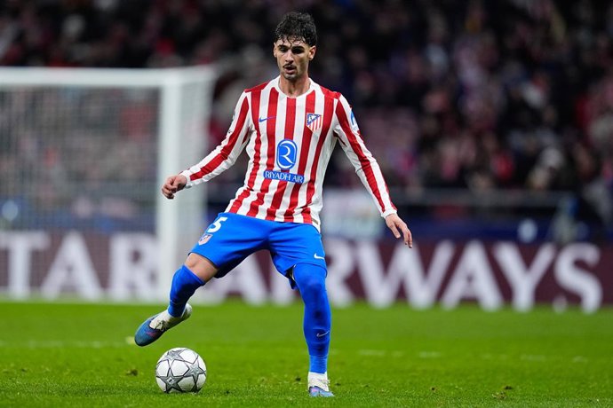 Johnny Cardoso of Atletico de Madrid plays the ball during the UEFA Champions League 2025/26 League Phase MD8 match between Atletico de Madrid and FK Bodo/Glimt at Riyadh Air Metropolitano stadium on January 28, 2026 in Madrid, Spain.
