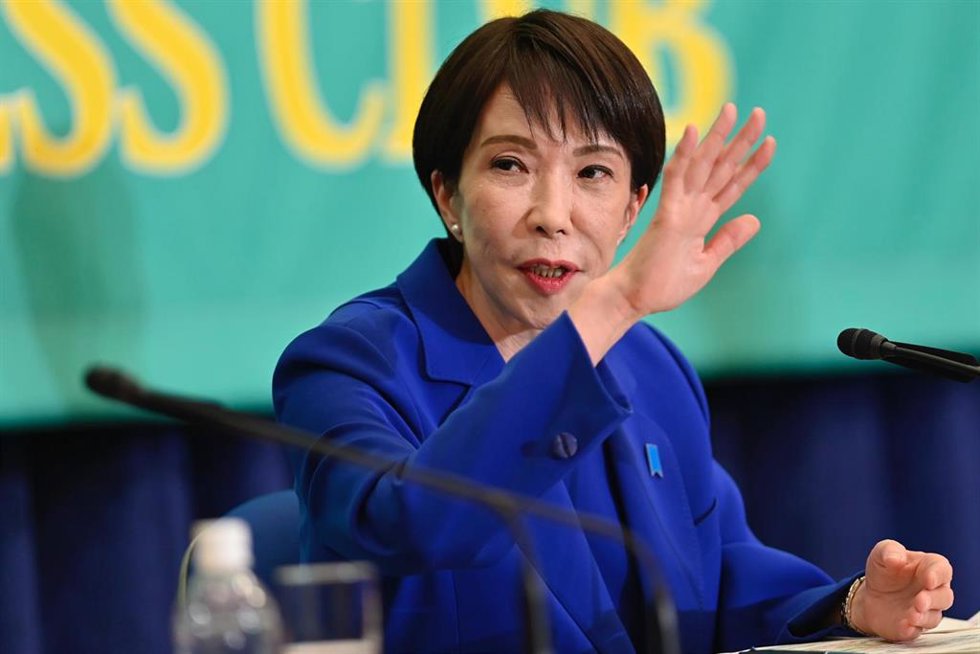 La primera ministra japonesa, Sanae Takaichi, en un acto de campaña.