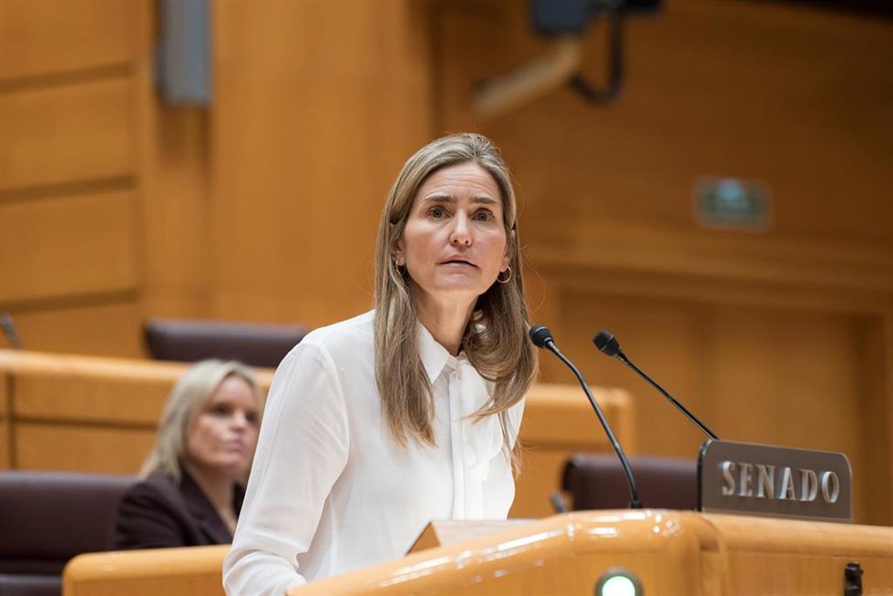 La vicepresidenta tercera y ministra para la Transición Ecológica, Sara Aagesen, durante una sesión plenaria extraordinaria, en el Senado,a 15 de enero de 2026, en Madrid (España). El Senado celebra este pleno extraordinario con las comparecencias de Mo