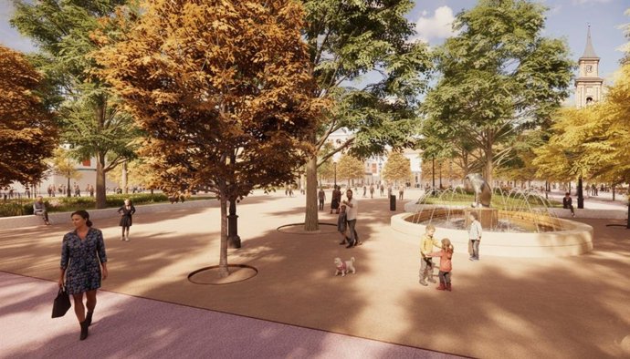 Simulación del aspecto que tendrá la Plaza Mayor de Barajas tras su remodelación