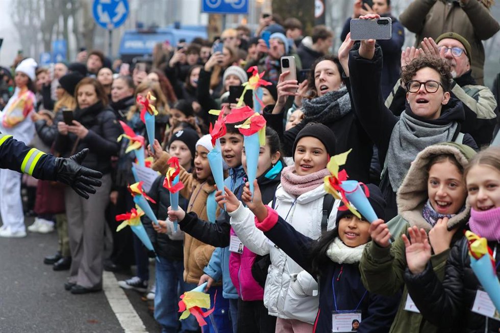 Trayecto de la Llama Olímpica durante los Juegos Olímpicos de Invierno Milano Cortina 2026 el 5 de febrero de 2026 en Milán, Italia