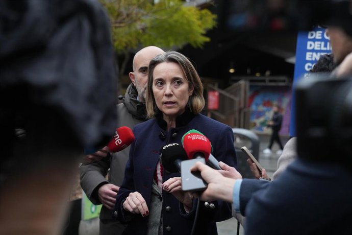 Gamarra en declaraciones a los medios en Barcelona este jueves, 5 de febrero de 2026