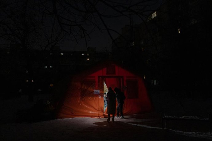 Imagem de arquivo de um apagão em Kiev, Ucrânia.