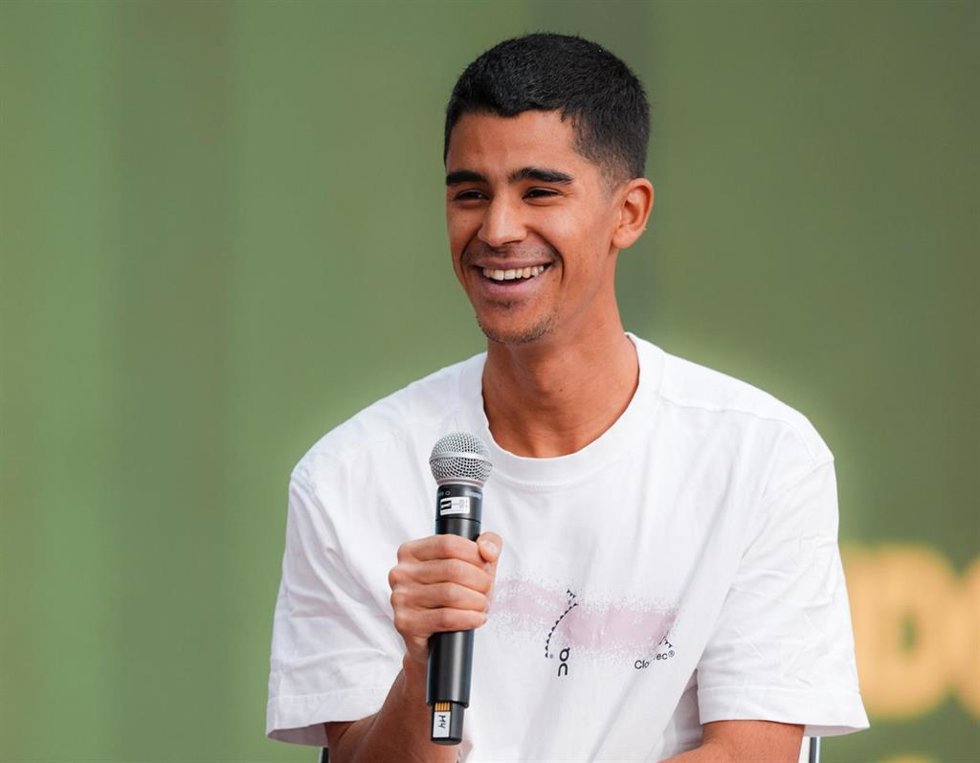 El atleta español Mohamed Attaoui, en Gallur (Madrid).