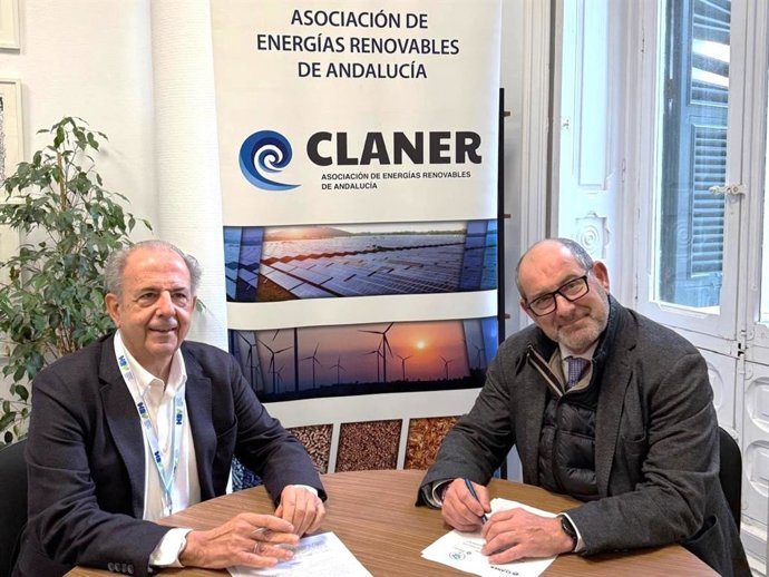 Firma de convenio de colaboración entre la asociación Claner y la Mesa del Hidrógeno Renovable en Andalucía.
