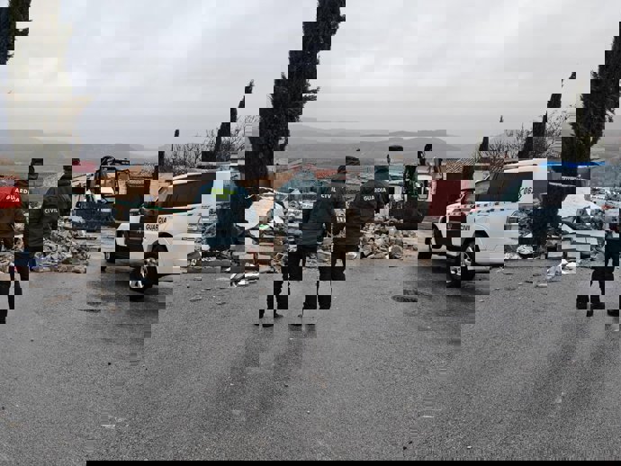 Derrumbe de un muro en Puebla de Don Fadrique