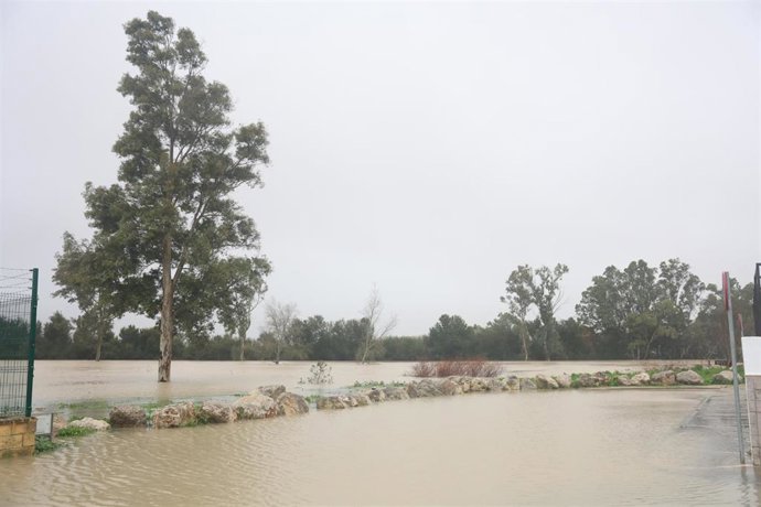 Imagen de la barriada de La Corta en Jerez de la Frontera (Cádiz)inundada tras el desbordamiento del río Guadalete a su paso por la localidad. A 5 de febrero de 2026, en Jerez de la Frontera, Cádiz (Andalucía, España).