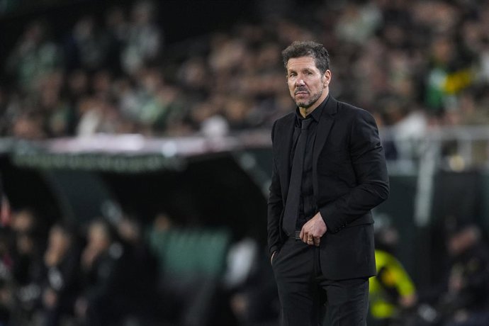 Diego Simeone, head coach of Atletico de Madrid, gestures during the Spanish Cup, Copa del Rey, Quarter of Final football match played between Real Betis and Atletico de Madrid at La Cartuja stadium on February 5, 2026, in Sevilla, Spain.