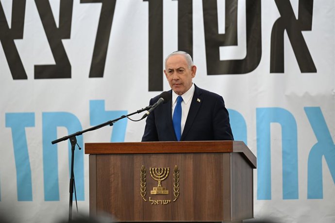 January 28, 2026, Meitar, Meitar, Israel: Prime Minister BENJAMIN NETANYAHU..Ran Gvili, the last hostage to be returned, was laid to rest today in his hometown, Mitar, Israel. Thousands came to pay their final respectsâ€”family, friends, volunteers, soldi