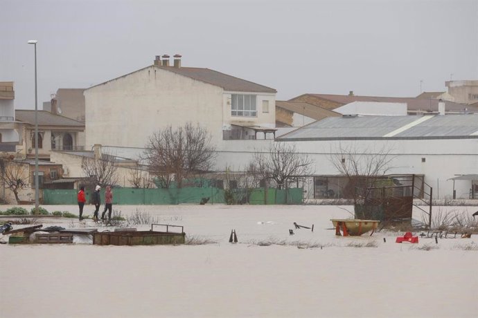 Situación este jueves en Huétor Tájar a causa del temporal.